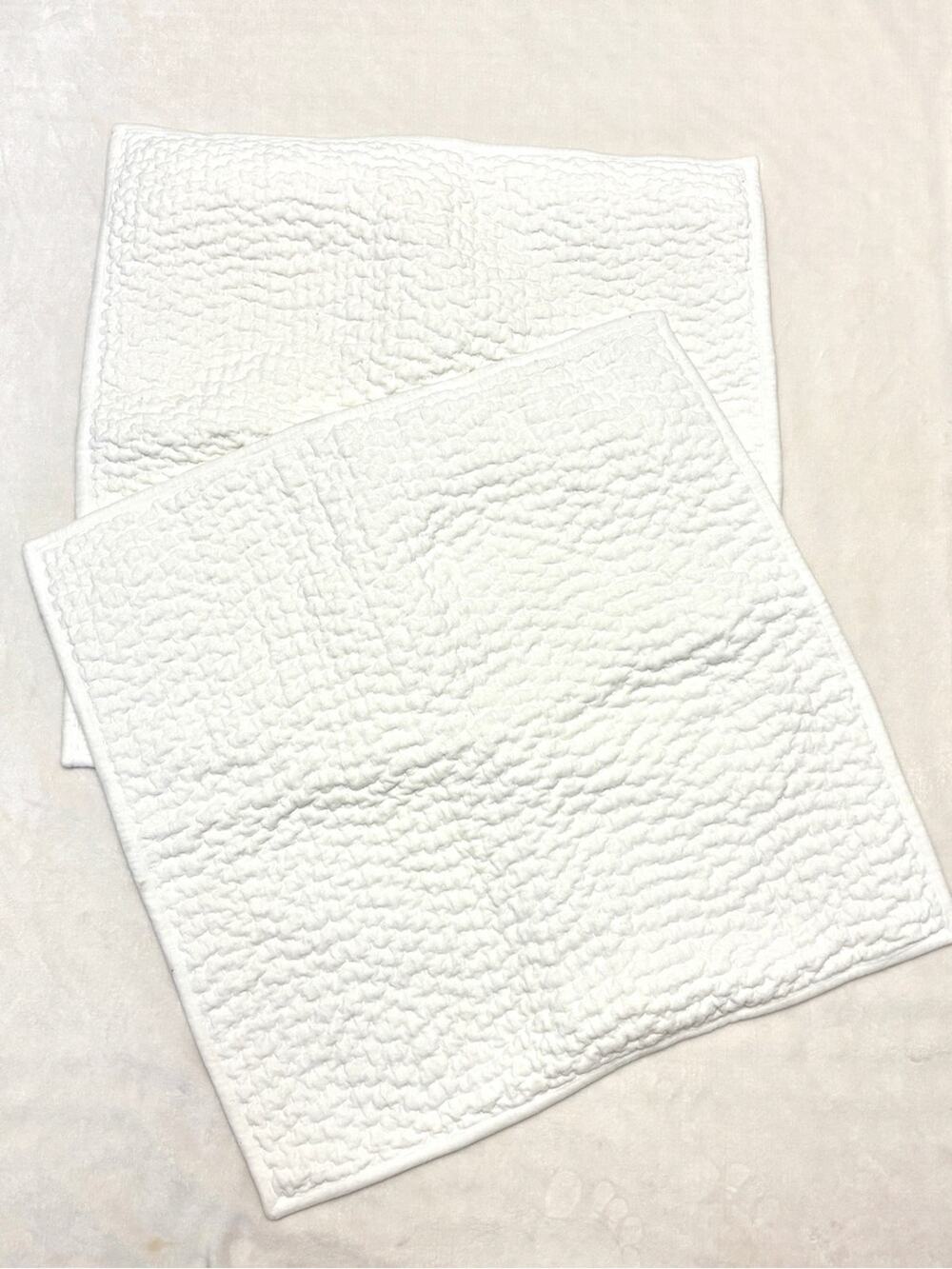 The Company Store Tufted Textured White Velvet Euro Shams w/ Tie Back